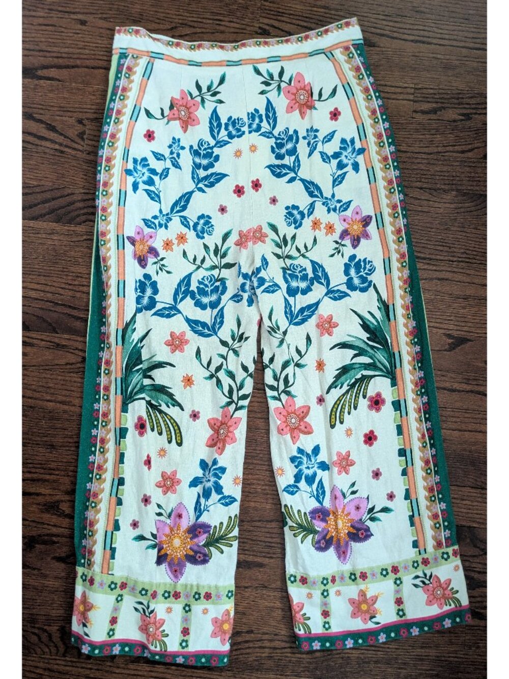 House of Harlow 1960 Floral Multicolor Linen Pants Size 10 - Picture 4 of 6